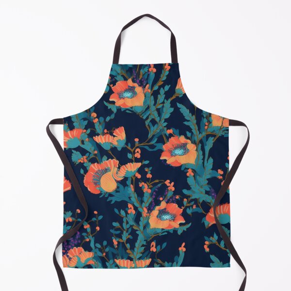 Item preview, Navy with orange blossoms: floral design designed and sold by Relephants.