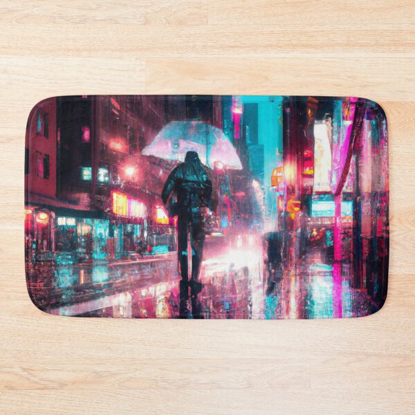 Item preview, Neon lights on a wet night in the city designed and sold by DeVeauDesign.