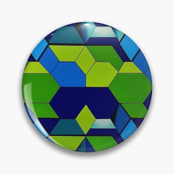 Item preview, patrón hexagonal verde y azul designed and sold by FloralSemblance.