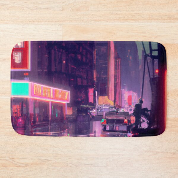 Item preview, Pink neon lights on a wet night in the city designed and sold by DeVeauDesign.