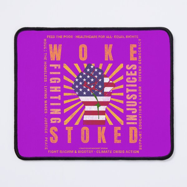 Item preview, PMD00828 Progressive Movement Designs Woke USA American Flag Fist patriotic protest design shows you support progressive policy goals for Democrats and Independents and Bernie Sanders supporters designed and sold by ProgressiveLeft.