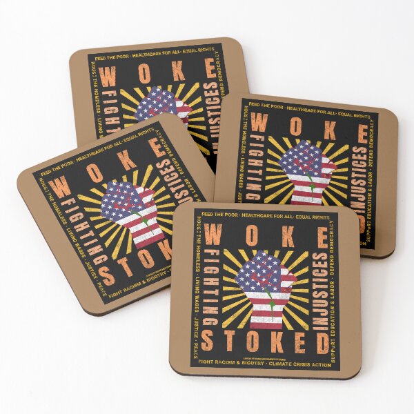 Item preview, PMD00829 Progressive Movement Designs Woke USA American Flag Fist patriotic protest design shows you support progressive policy goals for Democrats and Independents and Bernie Sanders supporters designed and sold by ProgressiveLeft.