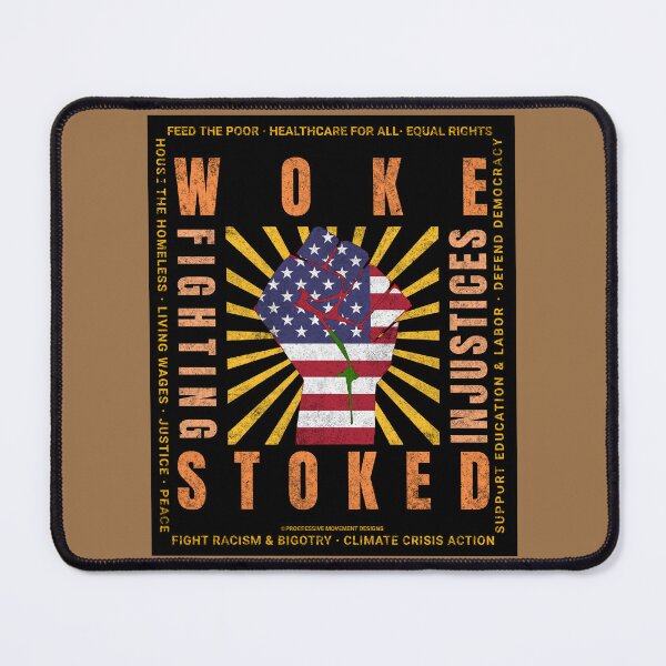 Item preview, PMD00829 Progressive Movement Designs Woke USA American Flag Fist patriotic protest design shows you support progressive policy goals for Democrats and Independents and Bernie Sanders supporters designed and sold by ProgressiveLeft.