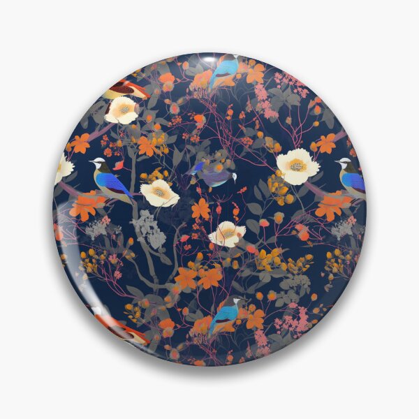 Item preview, Whimsical birds with floral design: white and orange flowers designed and sold by Relephants.