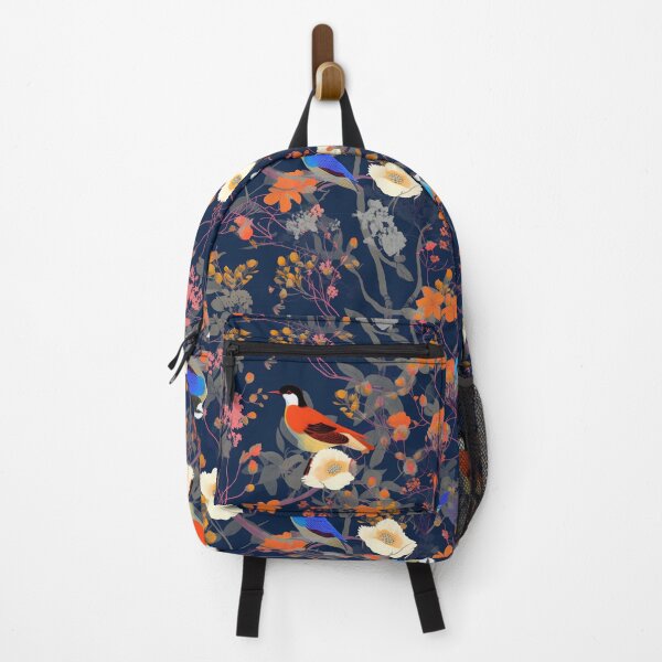 Item preview, Whimsical birds with floral design: white and orange flowers designed and sold by Relephants.