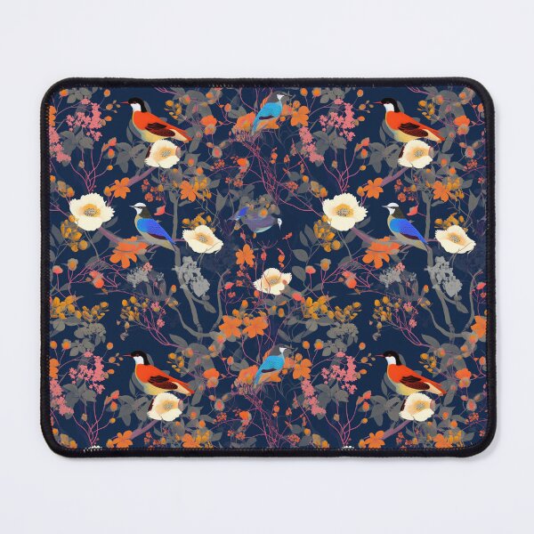 Item preview, Whimsical birds with floral design: white and orange flowers designed and sold by Relephants.
