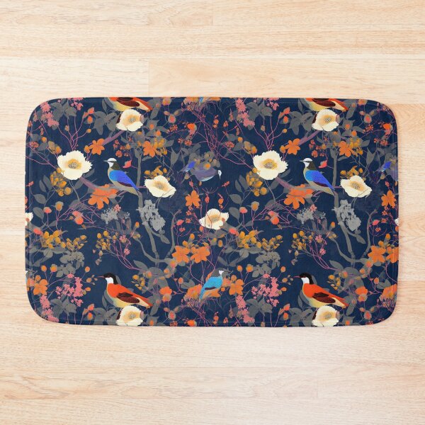 Item preview, Whimsical birds with floral design: white and orange flowers designed and sold by Relephants.