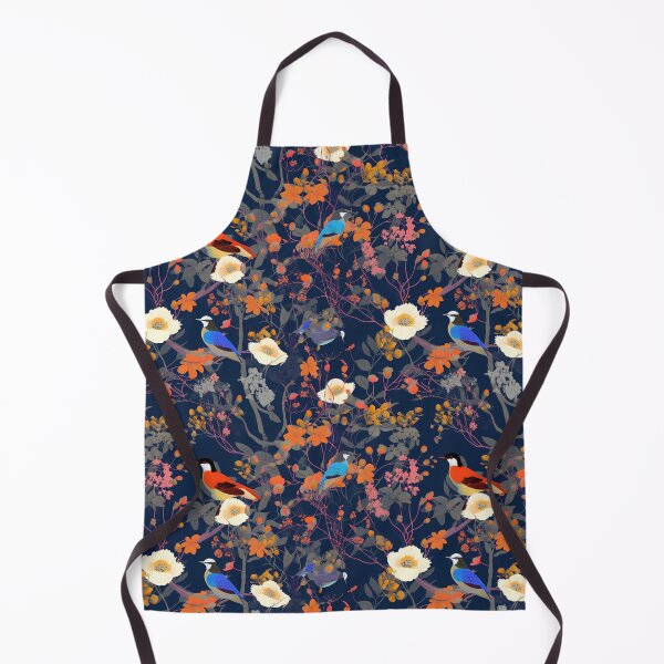 Item preview, Whimsical birds with floral design: white and orange flowers designed and sold by Relephants.