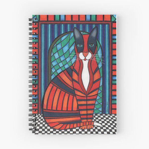 Item preview, 'Patchwork Kitty Cat Lewis' colourful semi abstract cat artwork designed and sold by helenvjames.