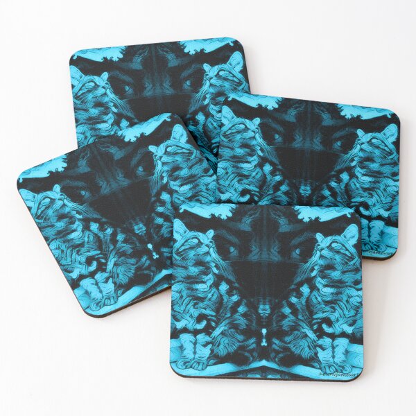 Item preview, 'Mystical Twin Cats Blue' digital style artwork designed and sold by helenvjames.