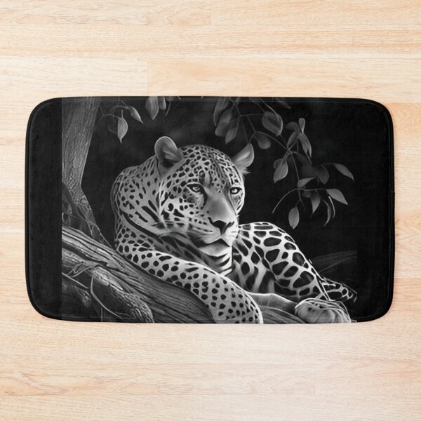 Item preview, Pencil-drawn Jaguar Resting in the Shade - High-Quality Black and White Design designed and sold by Pencil-Art.