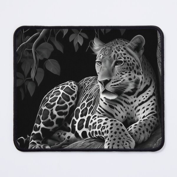 Item preview, Pencil-drawn Jaguar Resting in the Shade - High-Quality Black and White Design designed and sold by Pencil-Art.