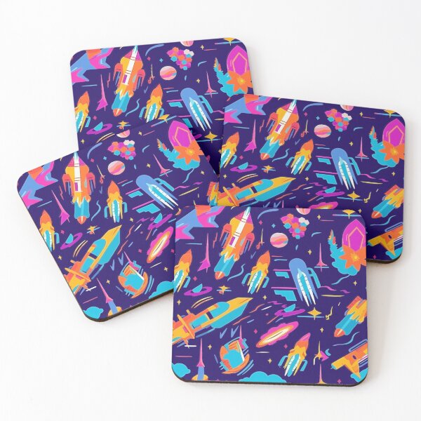 Item preview, Colorful Cartoon Spaceships in Space Artwork designed and sold by jimirads.