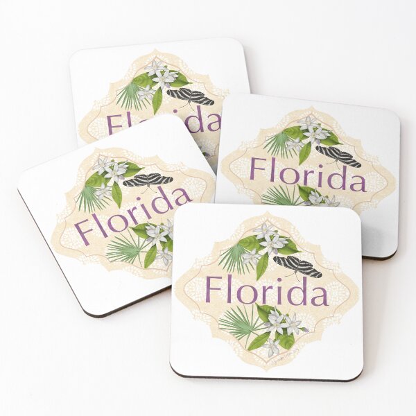 Item preview, Florida State Sticker | Flower Orange Blossom Zebra Longwing Butterfly Sabal Palm Tree | US State Collection State Symbols FL Illustration  | Sticker, Mug, Journal, Cup designed and sold by JourneyHomeMade.