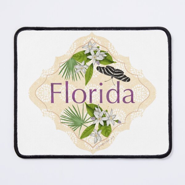 Item preview, Florida State Sticker | Flower Orange Blossom Zebra Longwing Butterfly Sabal Palm Tree | US State Collection State Symbols FL Illustration | Sticker, Mug, Journal, Cup designed and sold by JourneyHomeMade.
