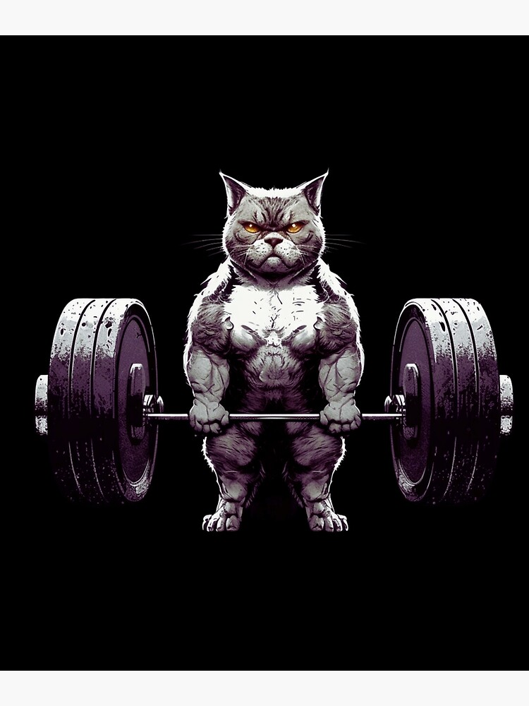 Cat Deadlift Powerlifting T Shirt Fitness Gym Lifting Weights Tee Gifts |  Poster