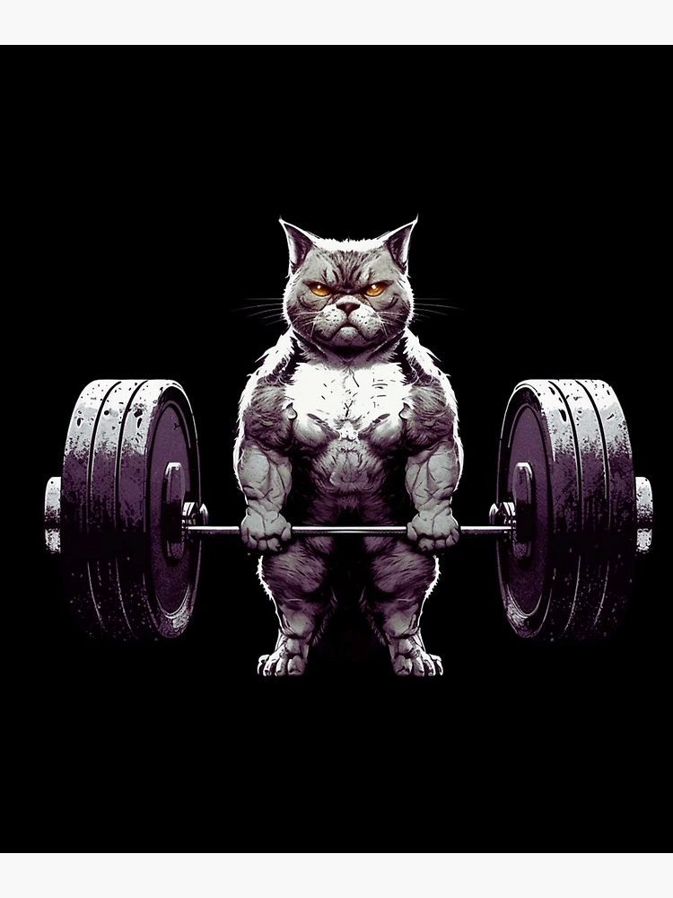 Cat-Deadlift-Powerlifting-T-Shirt-Fitness-Gym-Lifting-Weights-Tee-Gifts |  Poster