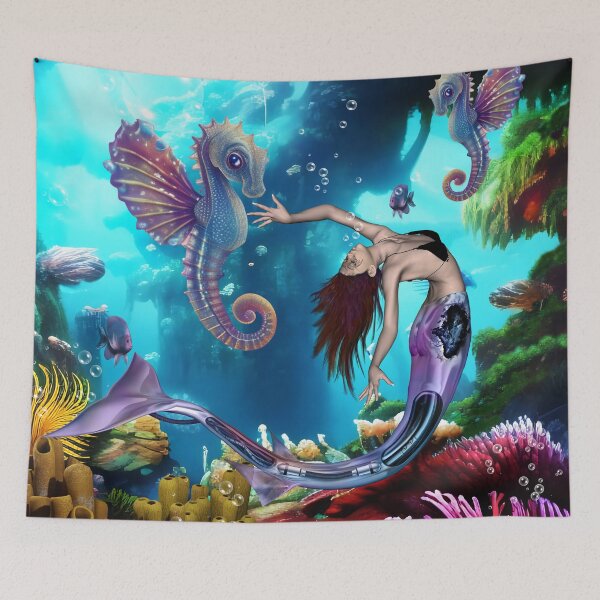 Item preview, Wonderful mermaid with seahorses designed and sold by nicky2342.