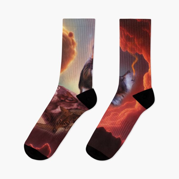 Item preview, Awesome wolves howling at the setting sun designed and sold by nicky2342.