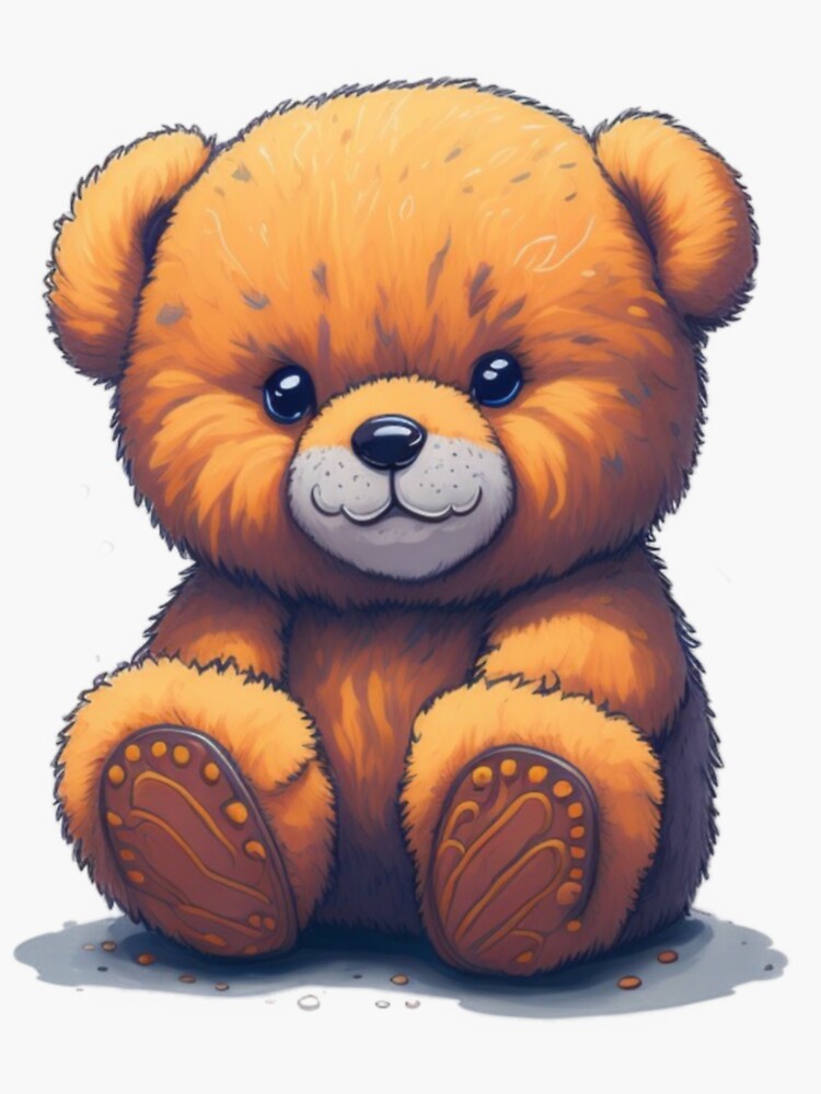 Big Fluffy Teddy Bear Sticker for Sale by RaynbowCute Redbubble