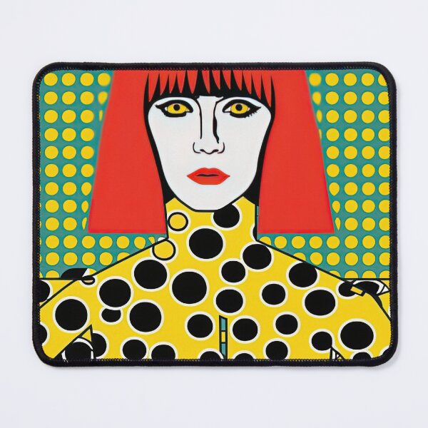 Item preview, Red Haired Lady on Green and Yellow Background - Illustration designed and sold by DaiInMetropolis.