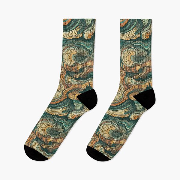 Item preview, Graphic wave pattern using green and yellow. designed and sold by Niellartshop.
