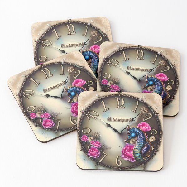 Item preview, Steampunk clock with flowers and seahorse designed and sold by nicky2342.