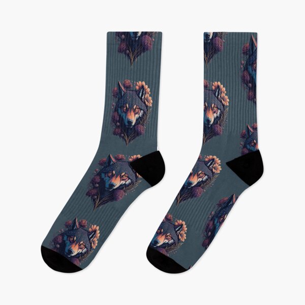 Item preview, wolf and flowers designed and sold by palpadin.