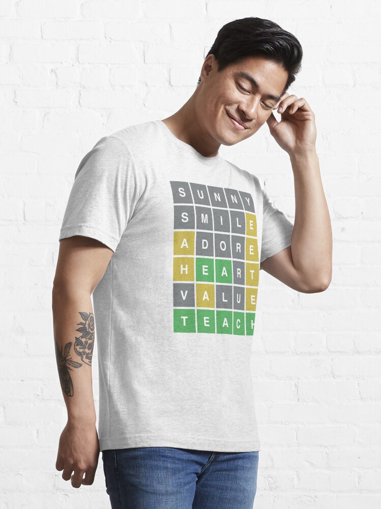 Discover Wordle Teacher Appreciation Day: Sunny Smile Adore Heart Value TEACH | Essential T-Shirt 