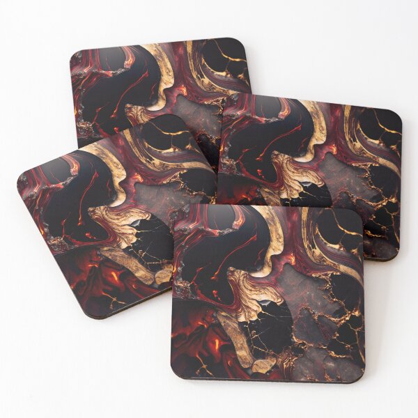 Item preview, Black, Gold, Red Marble  designed and sold by MedusaPrintArt.