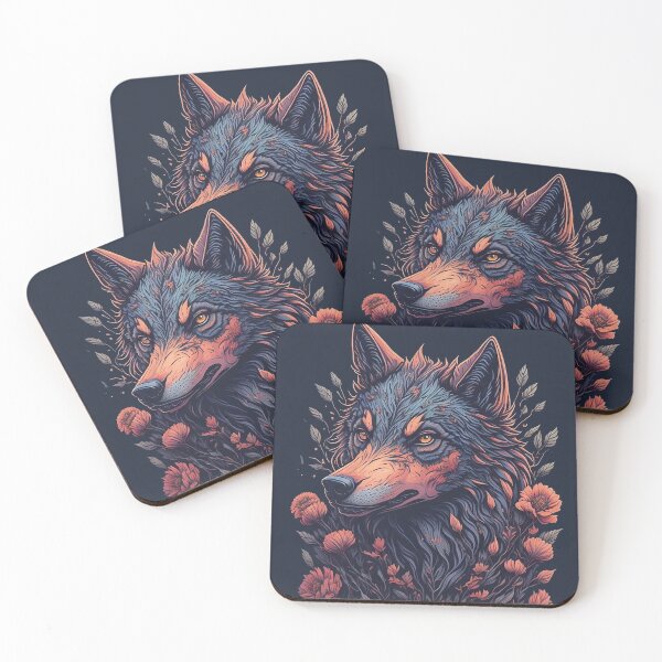 Item preview, wolf and flowers designed and sold by palpadin.