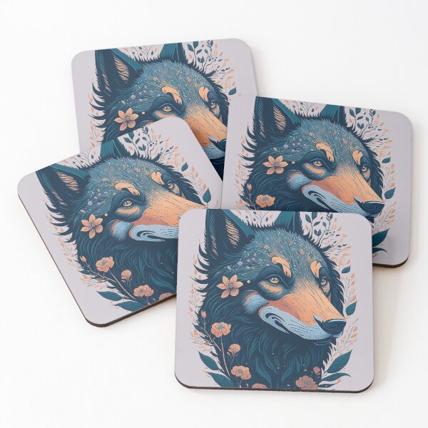 Item preview, wolf and flowers designed and sold by palpadin.