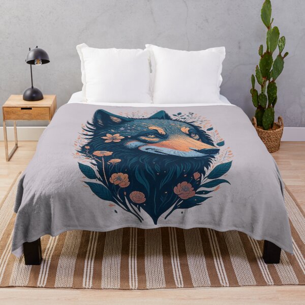 Item preview, wolf and flowers designed and sold by palpadin.