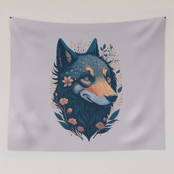 Item preview, wolf and flowers designed and sold by palpadin.