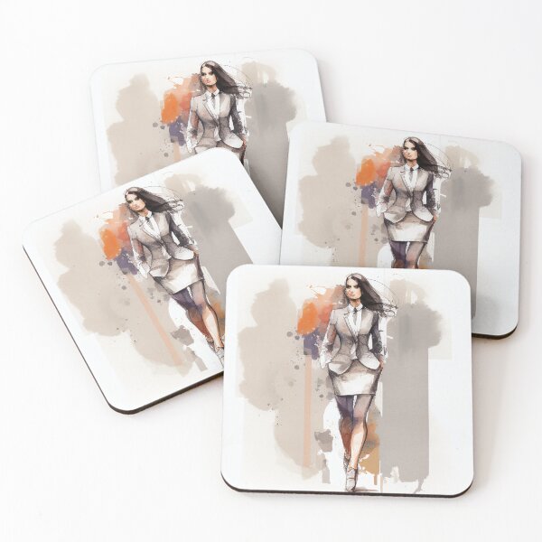 Item preview, Chic Street Style: Watercolor Fashion Illustration of a Young Lady in a Suit designed and sold by fancybouquet.