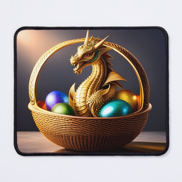 Item preview, Golden Dragon in Basket of Iridescent Eggs designed and sold by AuroraSpringer.