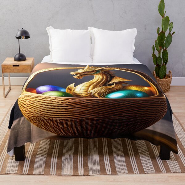 Item preview, Golden Dragon in Basket of Iridescent Eggs designed and sold by AuroraSpringer.