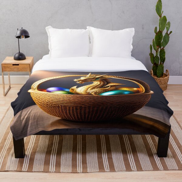 Item preview, Golden Dragon in Basket of Iridescent Eggs designed and sold by AuroraSpringer.