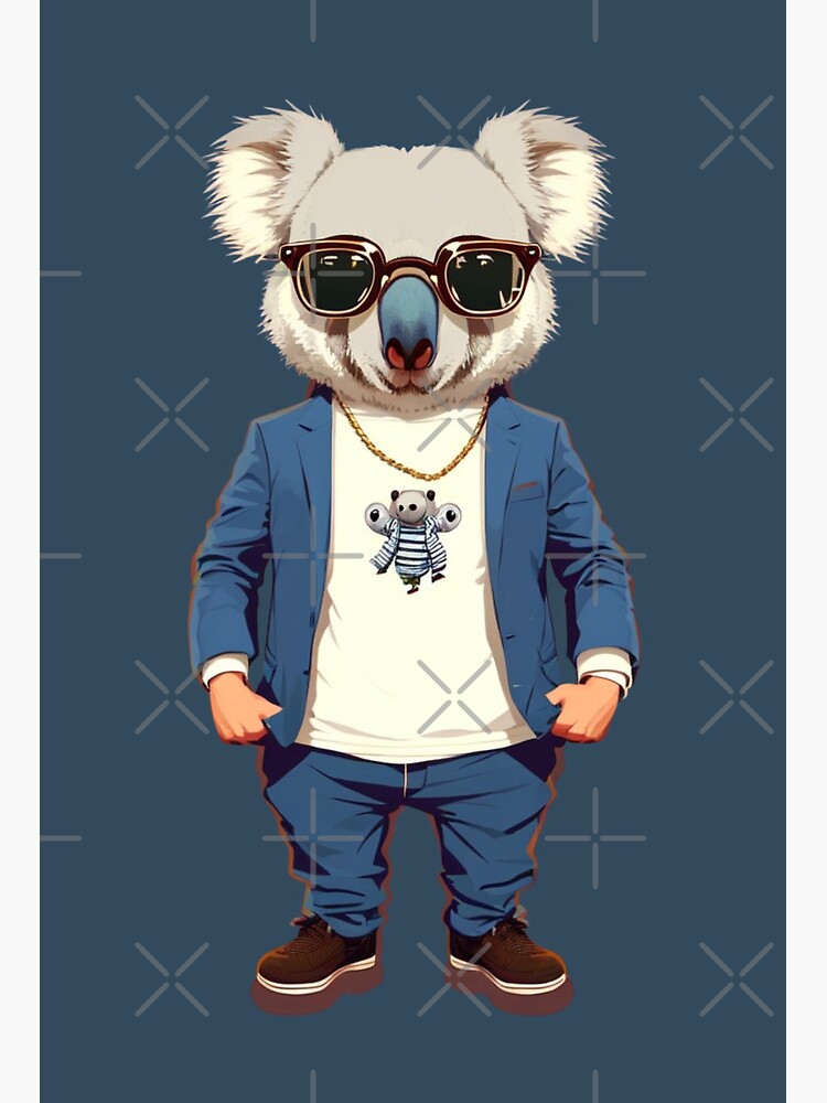 Koala in Suit Watercolor Hipster Animal Retro Costume Painting by