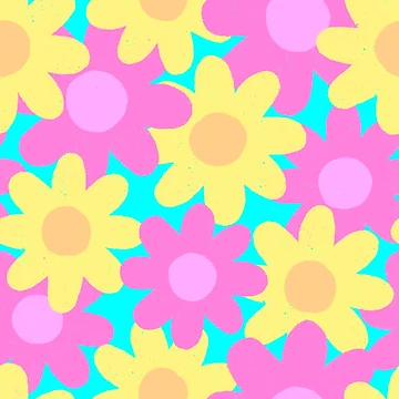 Artwork thumbnail, Yellow and Pink Spring Flower Pattern by AlwaysBeColoring