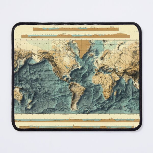 Item preview, 1922 World Bathymetrical Relief Map 3D digitally-rendered designed and sold by ThinkAboutMaps.