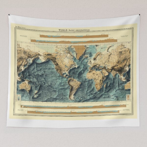 Item preview, 1922 World Bathymetrical Relief Map 3D digitally-rendered designed and sold by ThinkAboutMaps.