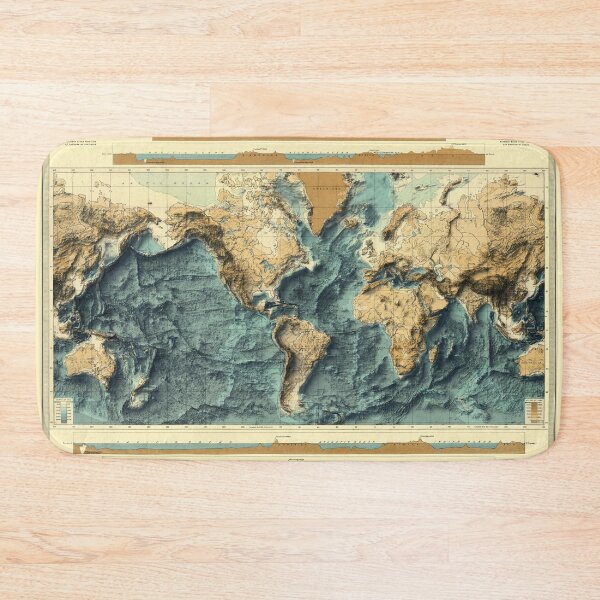 Item preview, 1922 World Bathymetrical Relief Map 3D digitally-rendered designed and sold by ThinkAboutMaps.