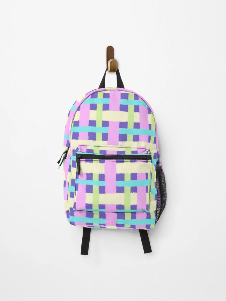 Thumbnail 1 of 3, Backpack, Cute Hand Drawn Spring Plaid Pattern designed and sold by AlwaysBeColoring.