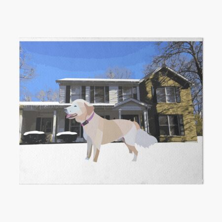 Golden Retriever in the Snow Art Board Print
