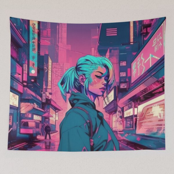 Item preview, Japanese Street Cyberpunk City Tokyo Girl Streetwear designed and sold by Aurora Hues.