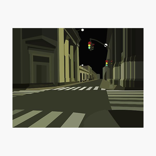 Look Down The Night Street Photographic Print
