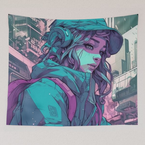 Item preview, Japanese Street Cyberpunk City Tokyo Girl Streetwear designed and sold by Aurora Hues.