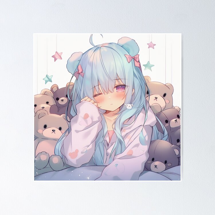 Cute Anime Girl Soft Aesthetic Poster for Sale by Merch-For-All