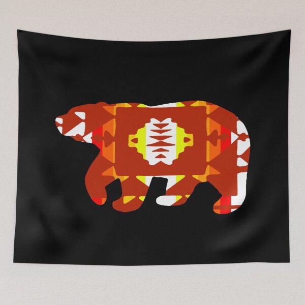 Item preview, Dark Red / Fire Color / White Native Print Bear designed and sold by JMWCD.